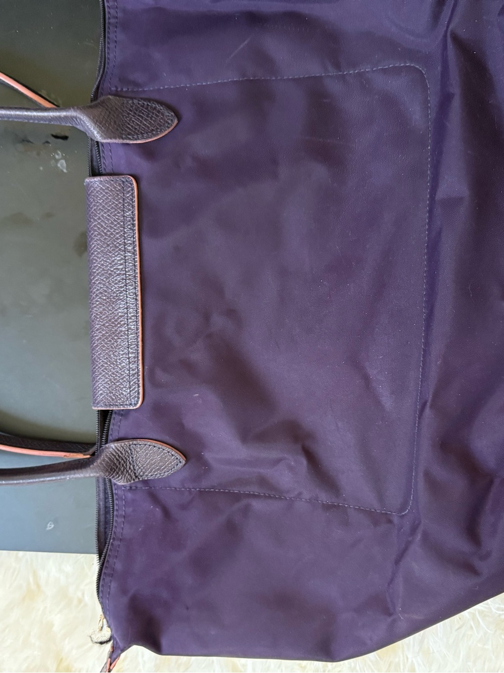 Purple piliage longchamp limited edition Tote Bag with Pink Accents - Picture 3 of 10